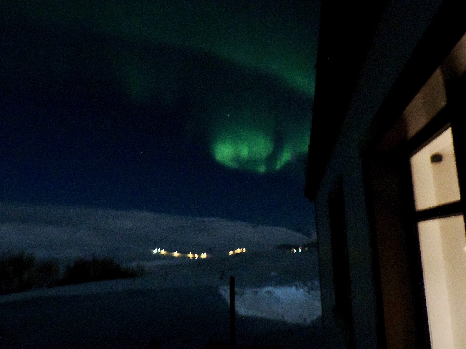 Northern lights show as viewed from the door of our farmhouse