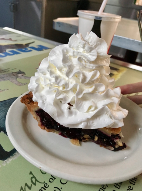 Cherry pie with cream