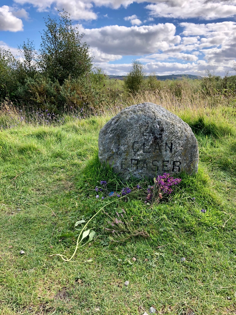A memorial stone to clans lost at the battle of Culloden