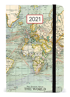 World map designed 2021 diary by Cavellini, available at Stanfords